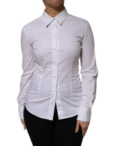 Dolce & Gabbana White Cotton Collared Long Sleeves Shirt Top - IT38 | XS - Shirts