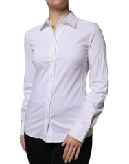 Dolce & Gabbana White Cotton Collared Long Sleeves Shirt Top - IT42|M - Shirts