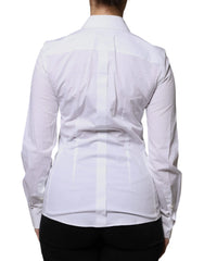 Dolce & Gabbana White Cotton Collared Long Sleeves Shirt Top - IT42|M - Shirts