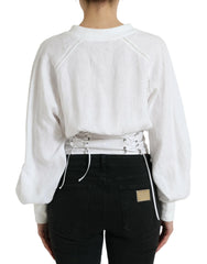 Dolce & Gabbana White Cotton Corset Cropped Long Sleeves Topclothing - IT40|S - Blouses