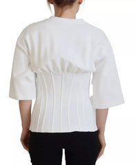 Dolce & Gabbana White Cotton Corset Stretch Top T-shirt - IT40|S - Blouses