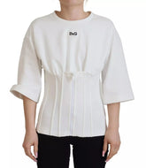 Dolce & Gabbana White Cotton Corset Stretch Top T-shirt - IT40|S - Blouses
