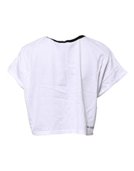 Dolce & Gabbana White Cotton Crew Neck Cropped Top T-shirt - IT44 | L