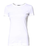 Dolce & Gabbana White Cotton Crew Neck Short Sleeves T-shirt - IT36|XXS - T-Shirts