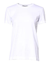 Dolce & Gabbana White Cotton Crew Neck Short Sleeves T-shirt - IT36|XXS - T-Shirts