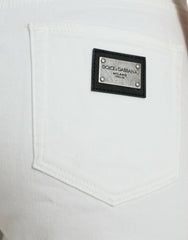 Dolce & Gabbana White Cotton Cropped Wide Leg Denim Jeans - IT42|M - Jeans