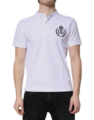 Dolce & Gabbana White Cotton Crown Collared Men Polo T-shirt - IT44 | XS - Polos