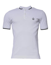 Dolce & Gabbana White Cotton Crown Collared Polo T-shirt - IT44 | XS - Polos