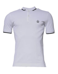 Dolce & Gabbana White Cotton Crown Collared Polo T-shirt - IT44 | XS - Polos