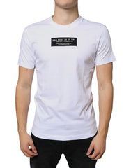 Dolce & Gabbana White Cotton DG Applique Casual T-shirt - T-Shirts