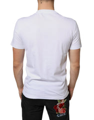 Dolce & Gabbana White Cotton DG Applique Casual T-shirt - T-Shirts