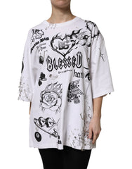 Dolce & Gabbana White Cotton DG BLESSED Printed T-shirt - IT44 | L - T-Shirts