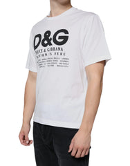 Dolce & Gabbana White Cotton DG Logo Print Casual T-shirt - IT46 | S - T-Shirts