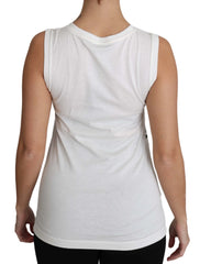 Dolce & Gabbana White Cotton #dgfamily Sleeveless Shirt Tank Top - Tank Tops