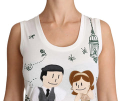 Dolce & Gabbana White Cotton #dgfamily Sleeveless Shirt Tank Top - Tank Tops