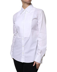 Dolce & Gabbana White Cotton Dress Collared Dress Shirt Top - IT46|XL - Shirts