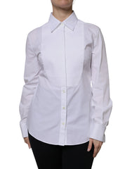 Dolce & Gabbana White Cotton Dress Collared Dress Shirt Top - IT46|XL - Shirts
