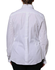 Dolce & Gabbana White Cotton Dress Collared Dress Shirt Top - IT46|XL - Shirts