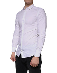Dolce & Gabbana White Cotton Dress GOLD Formal Collared Shirt - IT38 | XS - Shirts