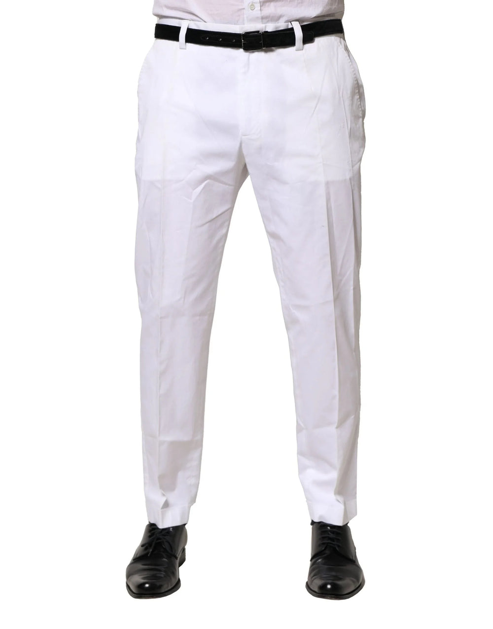 Dolce & Gabbana White Cotton Dress Slim Formal Pants - IT52 | XL - Trousers