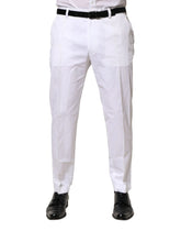 Dolce & Gabbana White Cotton Dress Slim Formal Pants - IT52 | XL - Trousers