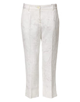 Dolce & Gabbana White Cotton Floral Jacquard Pants - IT40|S - Trousers
