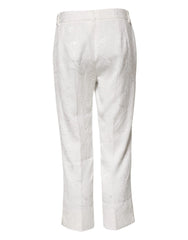 Dolce & Gabbana White Cotton Floral Jacquard Pants - IT40|S - Trousers