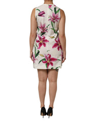 Dolce & Gabbana White Cotton Floral Sleeveless Mini Dress - IT40|S - Dresses