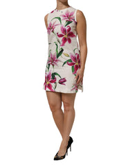 Dolce & Gabbana White Cotton Floral Sleeveless Mini Dress - IT40|S - Dresses