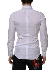 Dolce & Gabbana White Cotton GOLD Bib Poplin Formal Shirt - IT38 | XS - Shirts