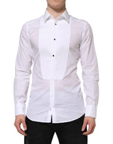 Dolce & Gabbana White Cotton GOLD Bib Poplin Formal Shirt - IT39 | S - Shirts