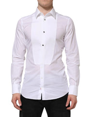 Dolce & Gabbana White Cotton GOLD Bib Poplin Formal Shirt - IT39 | S - Shirts