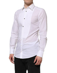 Dolce & Gabbana White Cotton GOLD Bib Poplin Formal Shirt - IT39 | S - Shirts