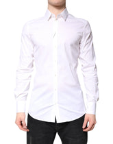 Dolce & Gabbana White Cotton GOLD Dress Formal Collared Shirt - IT39 | S - Shirts