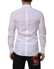 Dolce & Gabbana White Cotton GOLD Formal Men Longsleeves Shirt - IT39 | S - Shirts