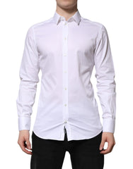Dolce & Gabbana White Cotton GOLD Long Sleeve Men Dress Shirt - IT39 | S - Shirts