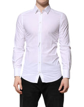 Dolce & Gabbana White Cotton GOLD Long Sleeves Dress Shirt - IT40 | M - Shirts