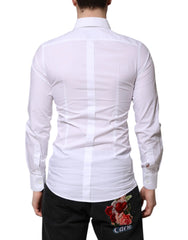 Dolce & Gabbana White Cotton GOLD Long Sleeves Dress Shirt - IT40 | M - Shirts