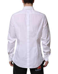 Dolce & Gabbana White Cotton GOLD Long Sleeves Dress Shirt - IT43 | 2XL - Shirts