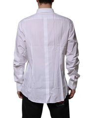 Dolce & Gabbana White Cotton GOLD Long Sleeves Dress Shirt - IT43 | 2XL - Shirts
