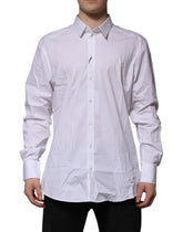 Dolce & Gabbana White Cotton GOLD Long Sleeves Dress Shirt - IT43 | 2XL - Shirts