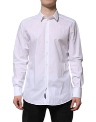 Dolce & Gabbana White Cotton GOLD Long Sleeves Dress Shirt - IT43 | 2XL - Shirts