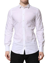 Dolce & Gabbana White Cotton GOLD Long Sleeves Formal Shirt - IT39 | S - Shirts