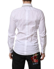 Dolce & Gabbana White Cotton GOLD Long Sleeves Formal Shirt - IT39 | S - Shirts