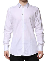 Dolce & Gabbana White Cotton GOLD Long Sleeves Formal Shirt - IT39 | S - Shirts