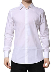 Dolce & Gabbana White Cotton GOLD Long Sleeves Formal Shirt - IT39 | S - Shirts
