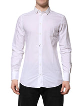 Dolce & Gabbana White Cotton GOLD Long Sleeves Formal Shirt - IT39 | S - Shirts
