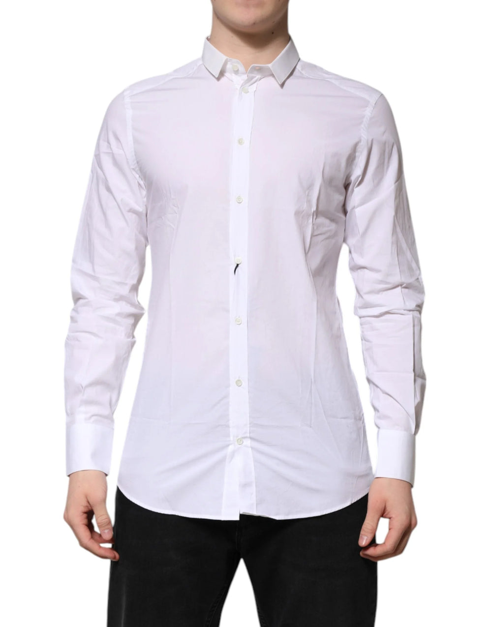 Dolce & Gabbana White Cotton GOLD Long Sleeves Formal Shirt - IT40 | M