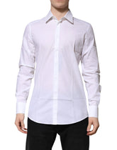 Dolce & Gabbana White Cotton GOLD Long Sleeves Formal Shirt - IT41 | L - Shirts