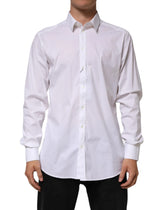 Dolce & Gabbana White Cotton GOLD Long Sleeves Formal Shirt - IT43 | 2XL - Shirts